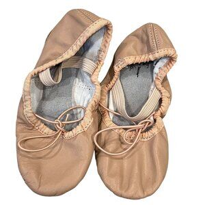 Little Girls 9.5 Ballet Flat Shoes With Elastic Straps & Leather Upper